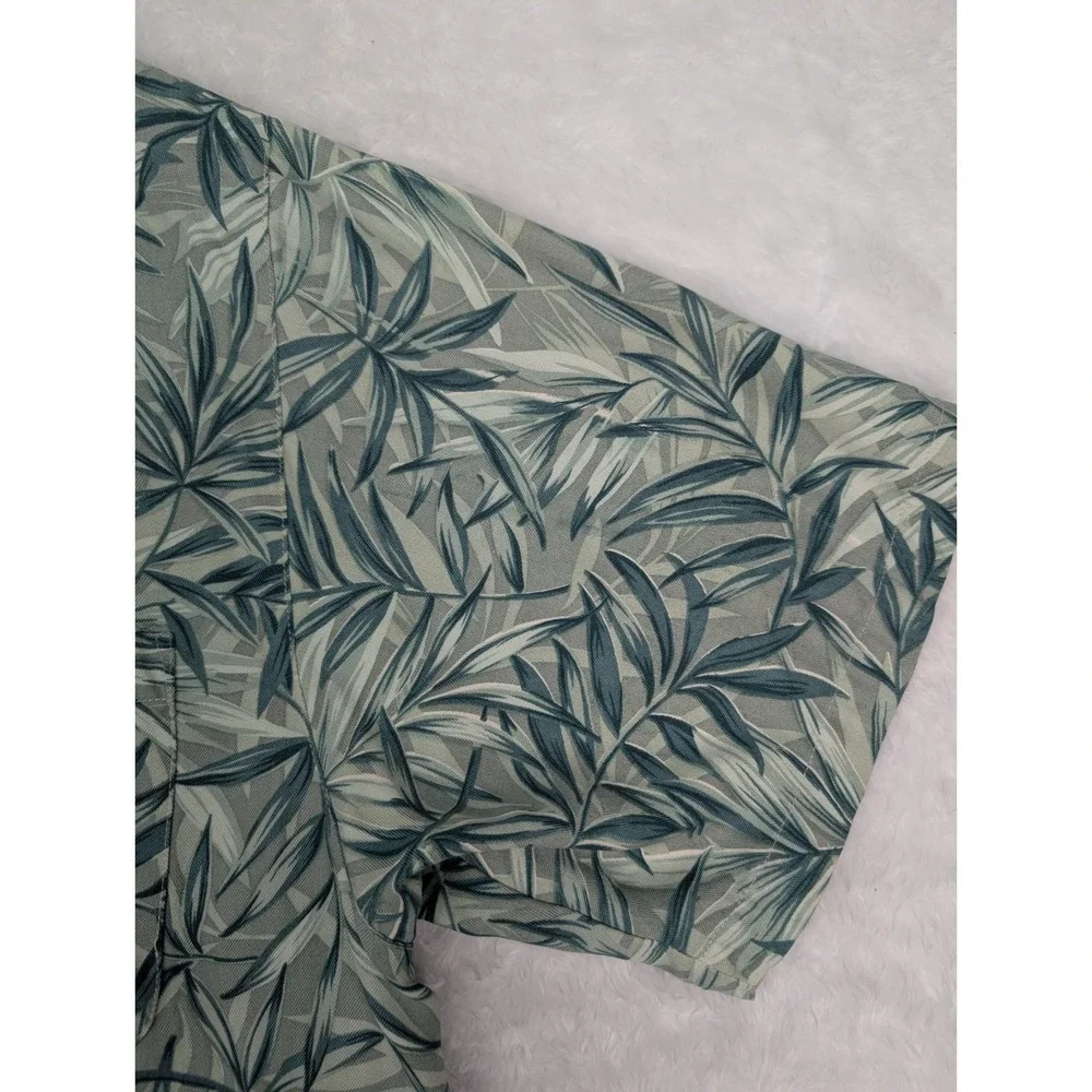 Tommy Bahama Silk‎ Shirt Men's Size XXL Short Sleeve Bamboo Leaf Print *Read